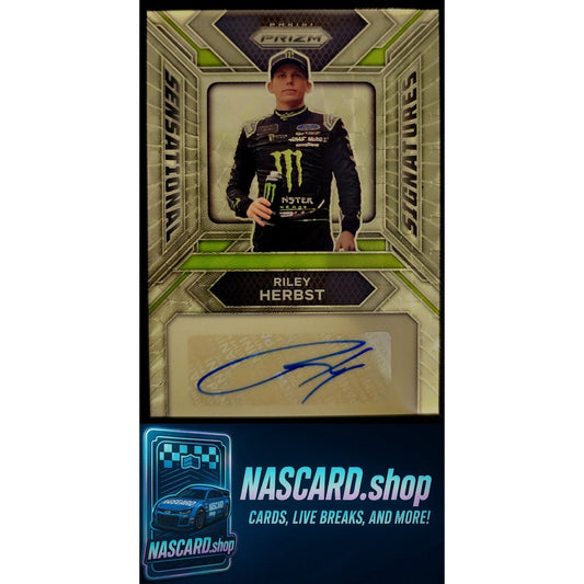 2024 Panini Prizm #SS-RHT Riley Herbst Sensational Signatures Gold Vinyl #1/1
