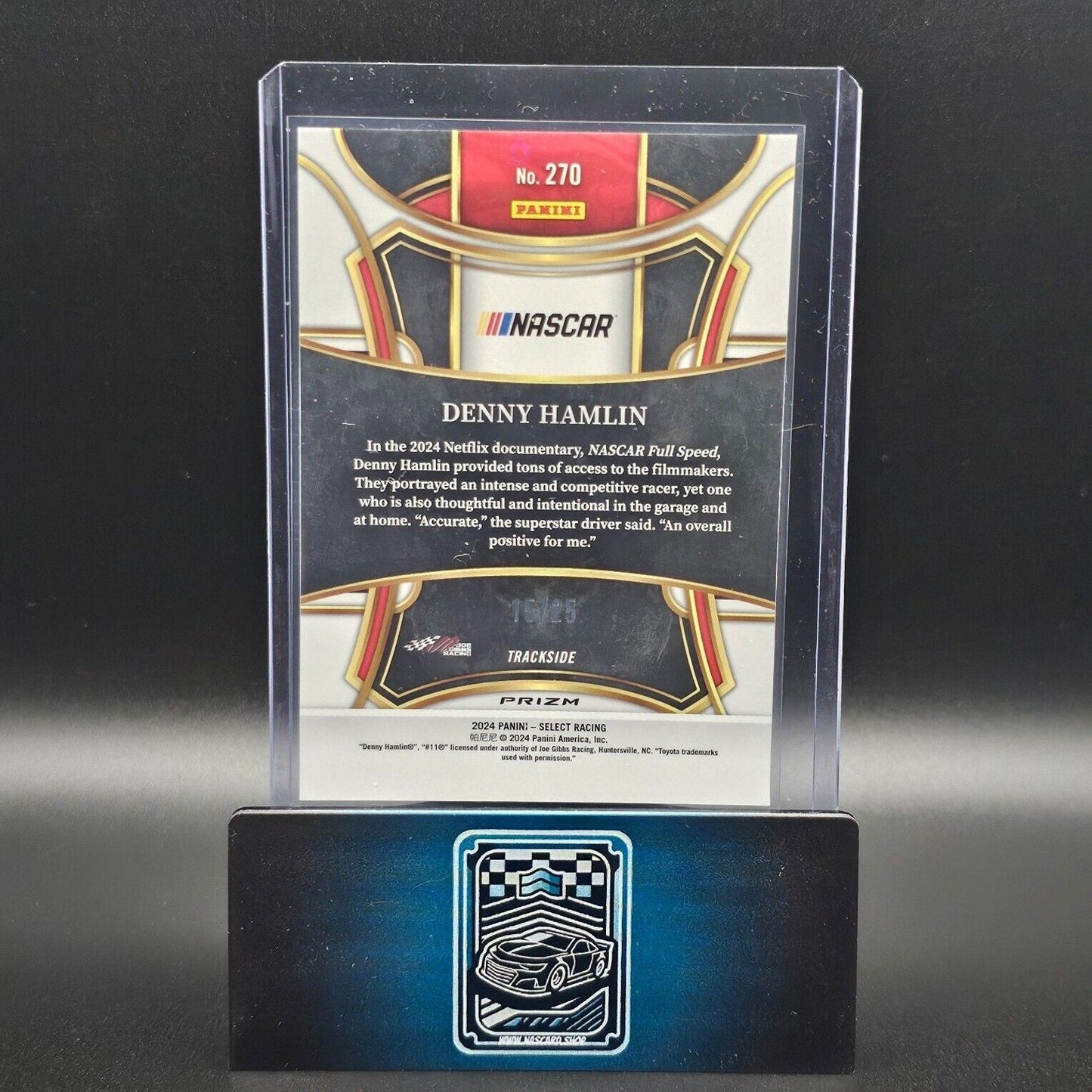 2024 Panini Select Racing Trackside Red And Blue Prizm #270 Denny Hamlin /25