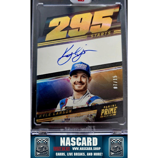 2023 Panini Prime Die Cut Prime Number Signatures Kyle Larson Holo Gold /15