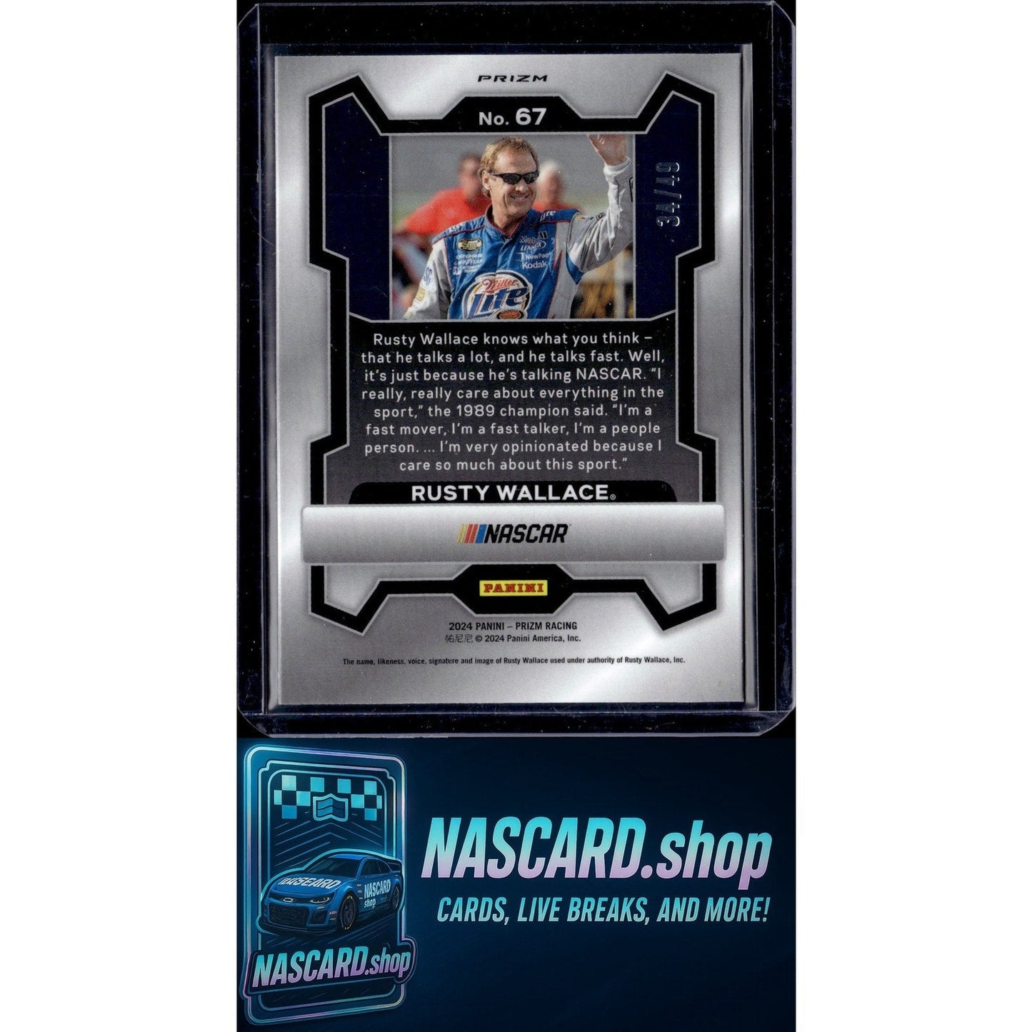 2024 Panini Prizm #67 Rusty Wallace Carolina Blue #/49