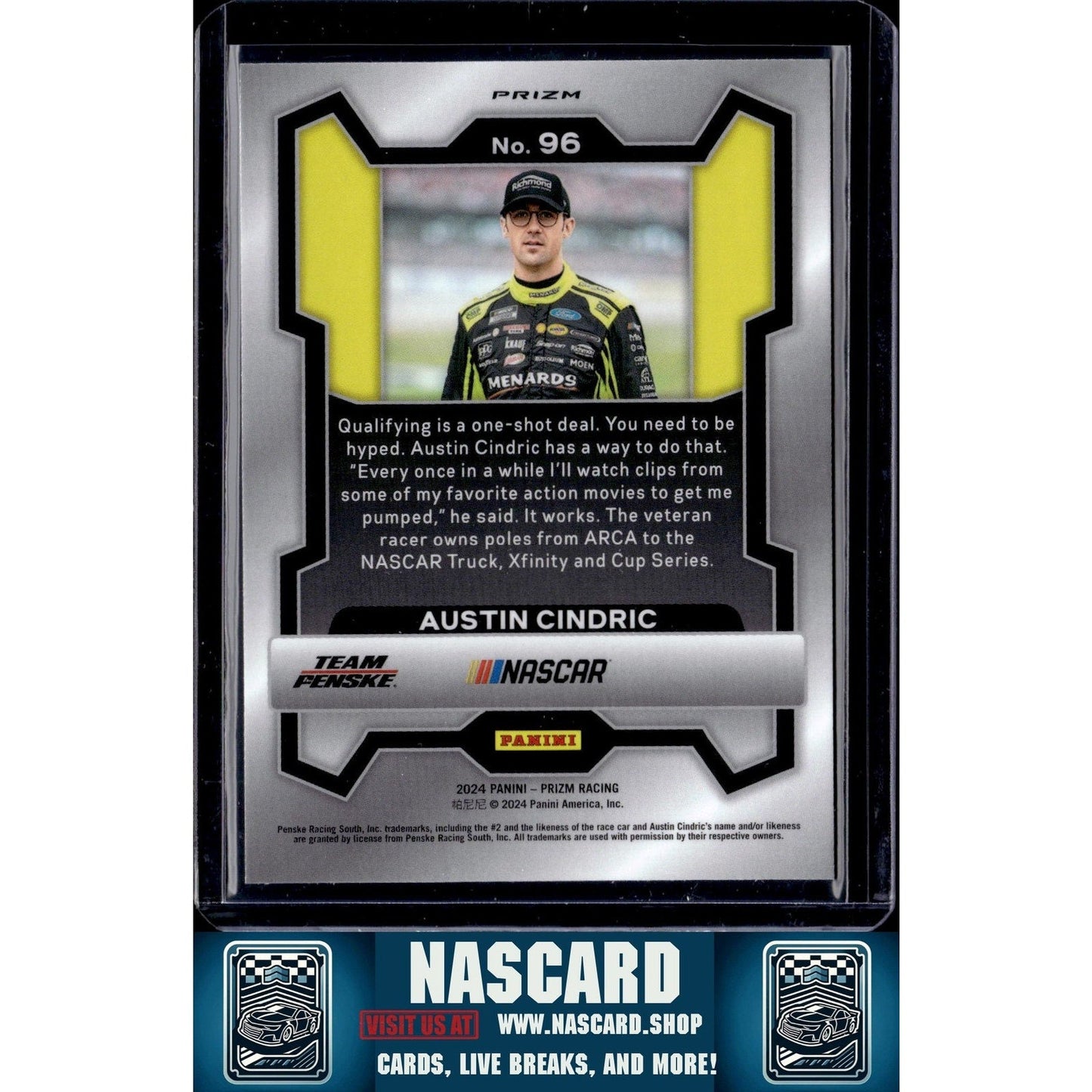 2024 Panini Prizm #96 Austin Cindric White Sparkle