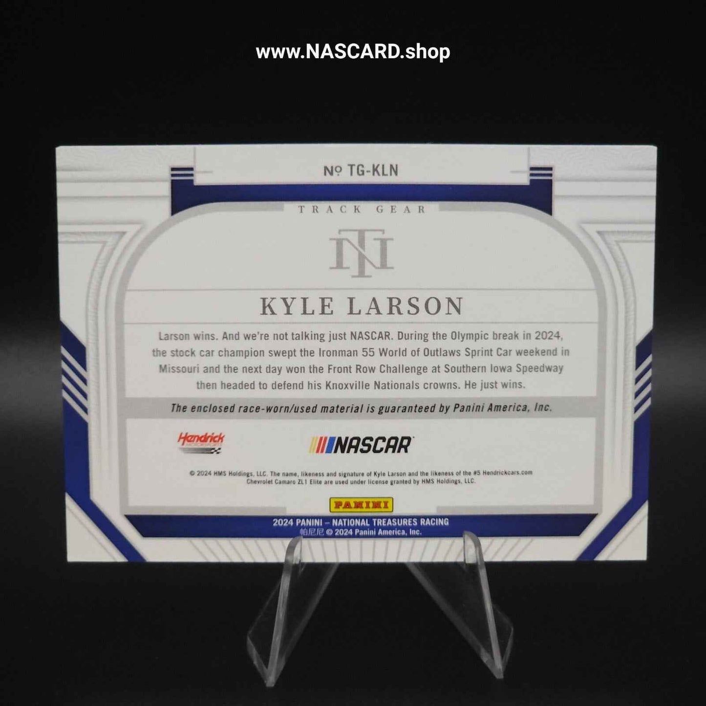 2024 Panini National Treasures Track Gear Holo Gold Kyle Larson /10