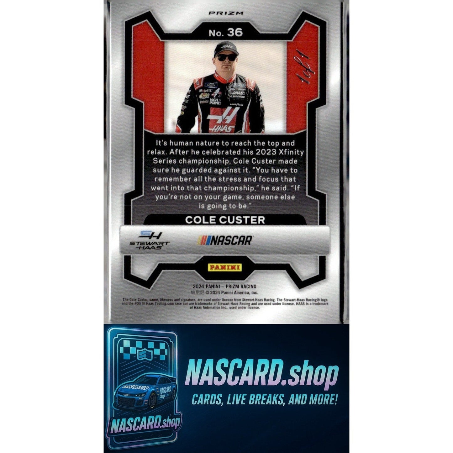 2024 Panini Prizm #36 Cole Custer Gold Vinyl #1/1