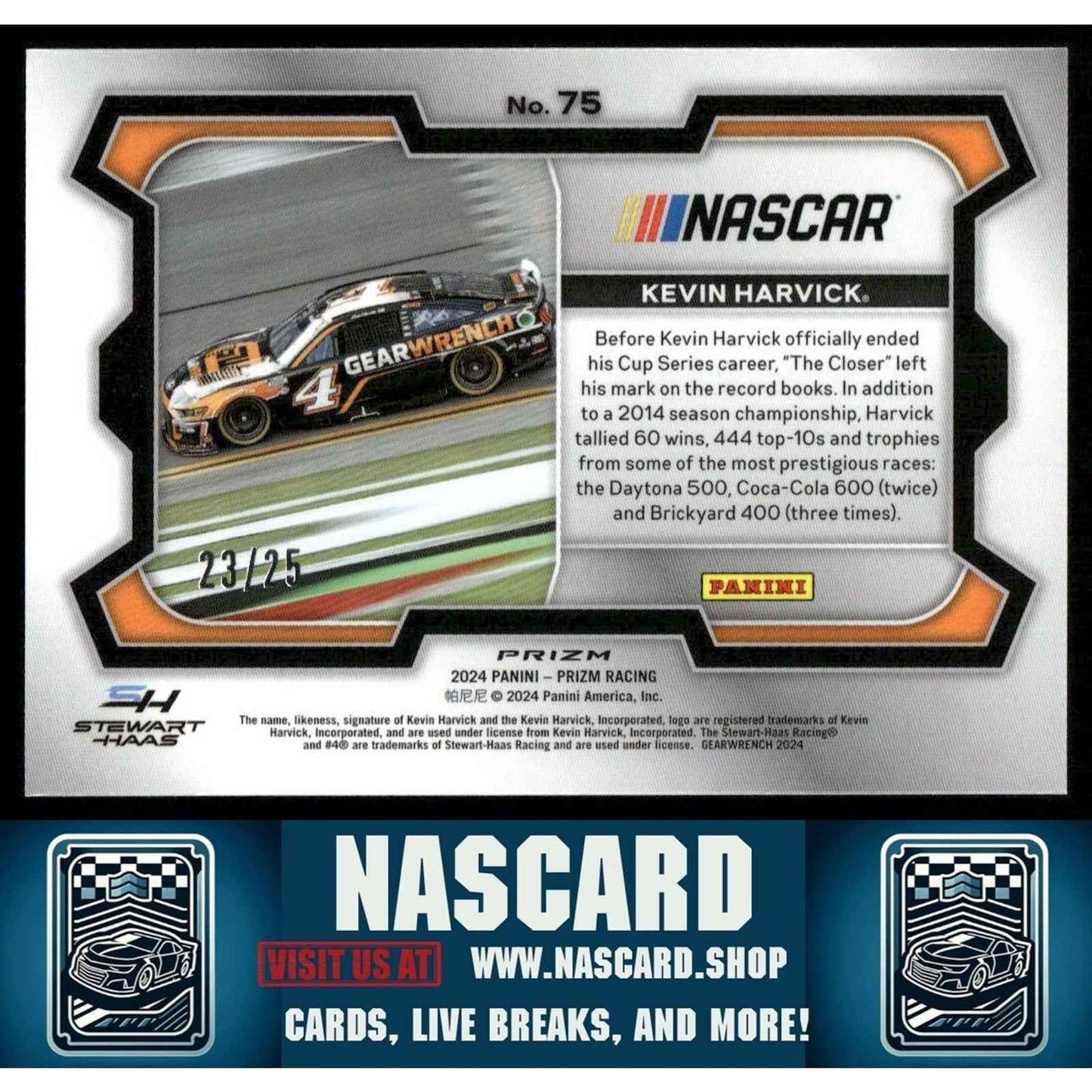 2024 Panini Prizm - Base Rides Mojo Prizm Kevin Harvick #75 /25