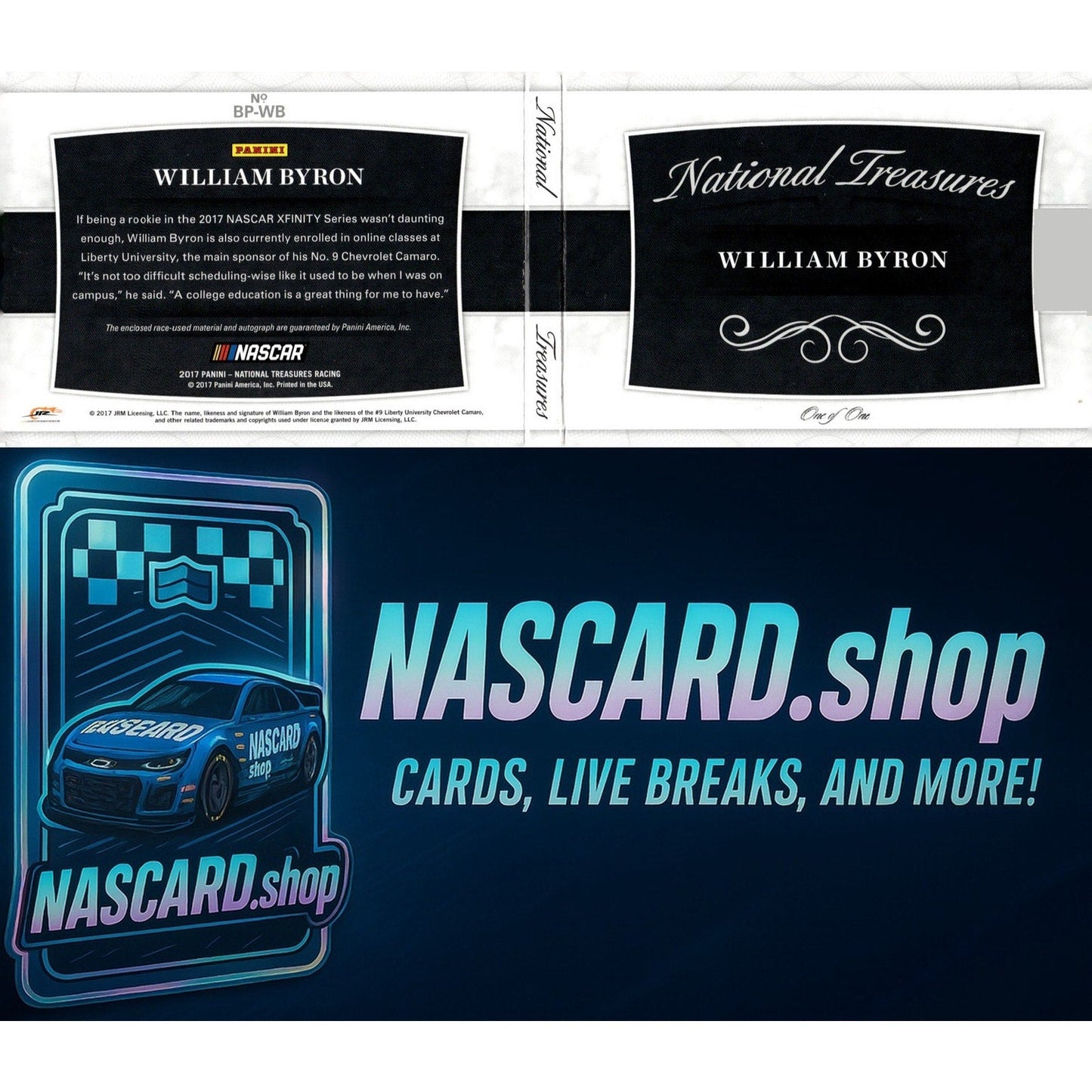 2017 National Treasures William Byron Liberty University Rookie Booklet #1/1