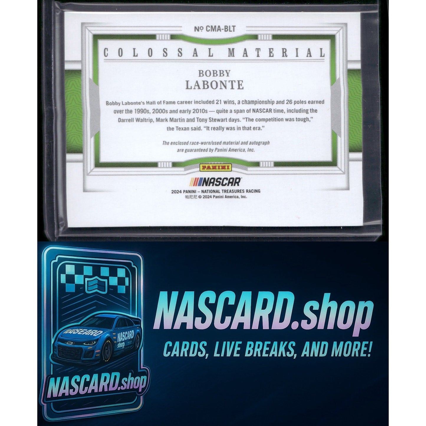 2024 National Treasures Bobby Labonte Colossal Material Auto Holo Silver #/25