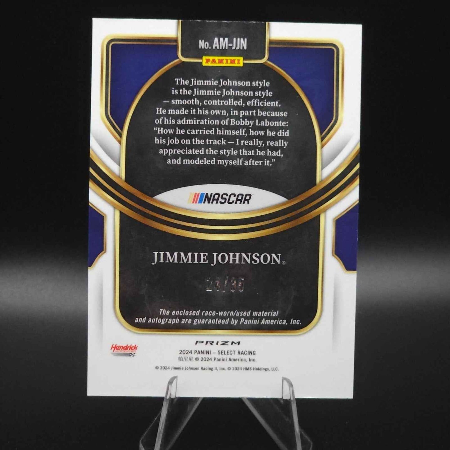 2024 Panini Select Autopgraphed Memorabilia Silver Prizm Jimmie Johnson /35