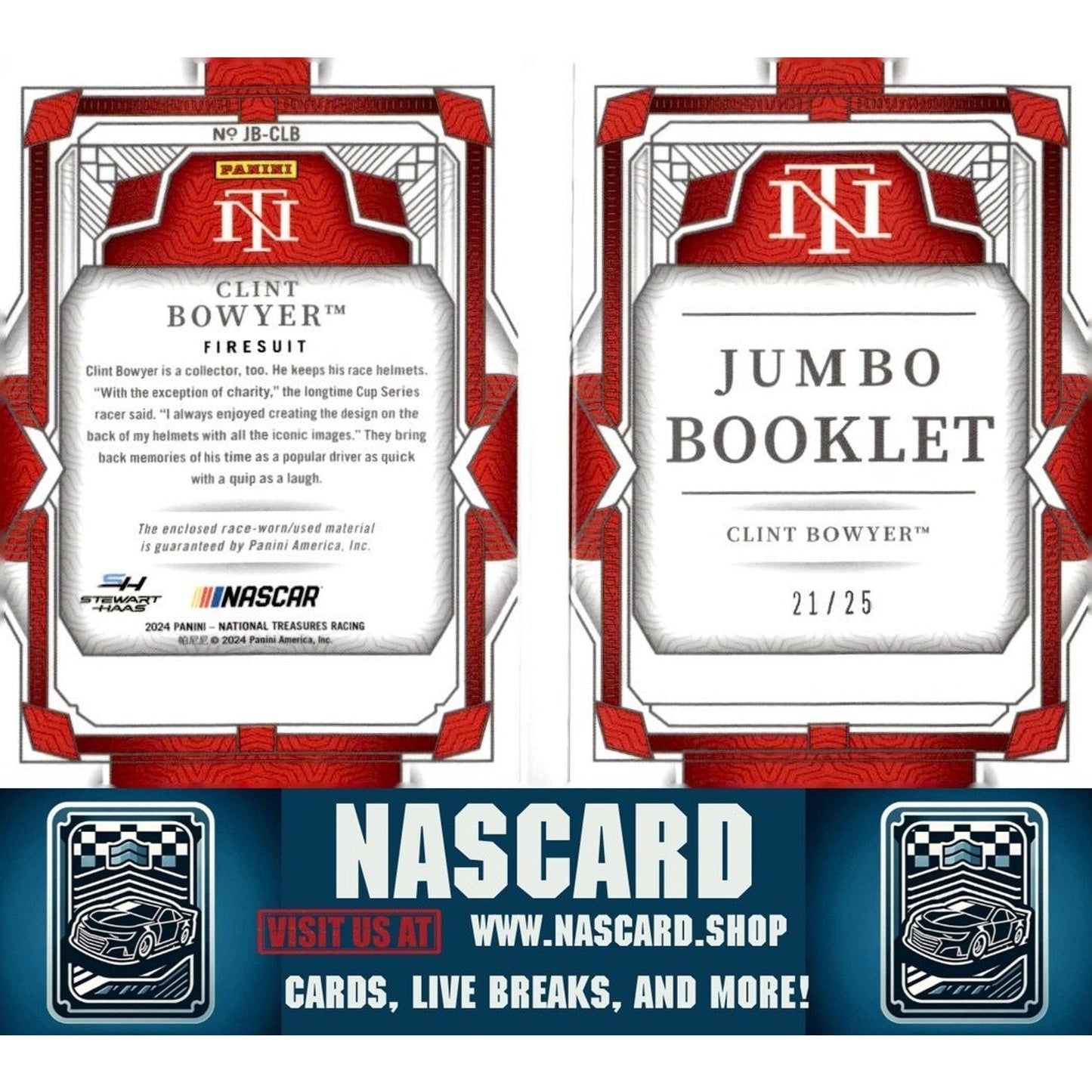 2024 National Treasures Jumbo Firesuit Booklet Clint Bowyer /25