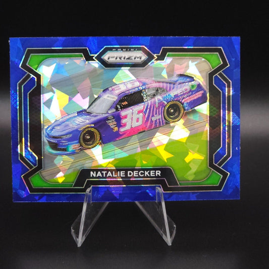 2024 Panini Prizm Racing Blue Cracked Ice Rides #91 Natalie Decker