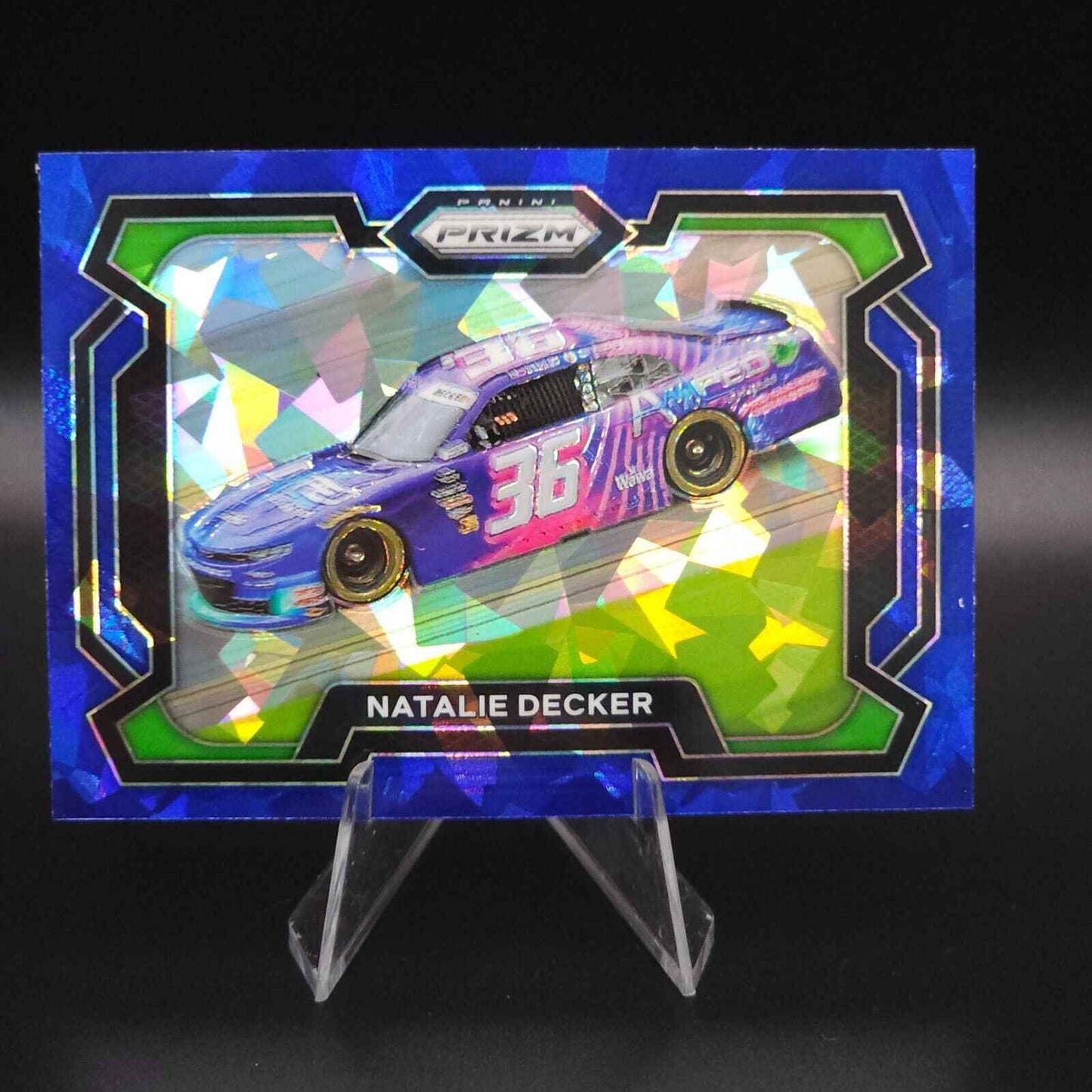 2024 Panini Prizm Racing Blue Cracked Ice Rides #91 Natalie Decker